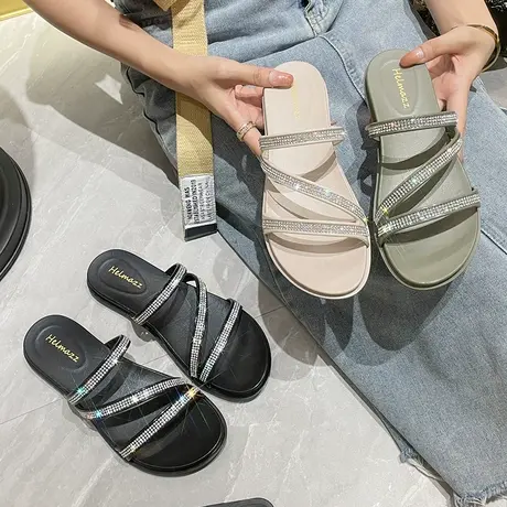 拖鞋女外穿夏季网红ins风韩式高级感凉拖鞋防滑平底海边沙滩鞋软商品大图