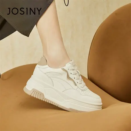 Josiny/卓诗尼设计感小白鞋子女2024新款春季厚底板鞋增高休闲鞋商品大图