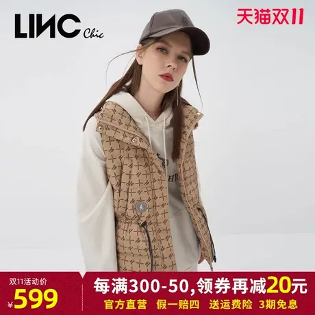 LINCCHIC金羽杰羽绒服女秋潮酷造型感收腰短款马甲外套Y22305159商品大图