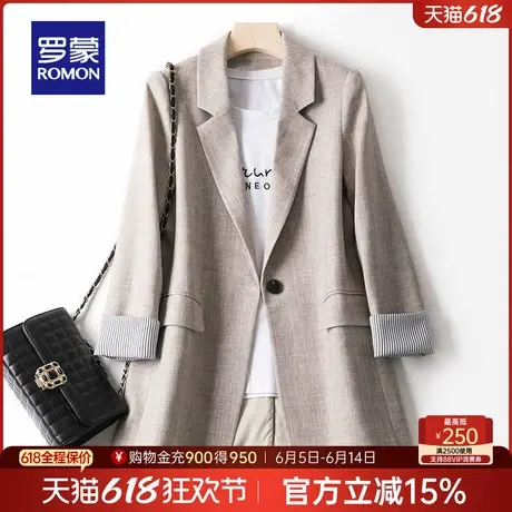 罗蒙女士单西外套2025春季时尚休闲韩版百搭西装修身气质显瘦西服商品大图