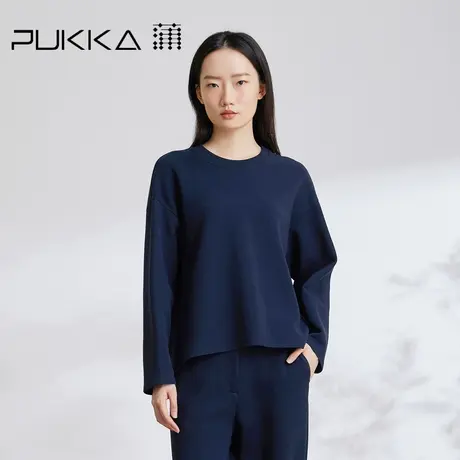 蒲PUKKA女装2023秋季新款宽松休闲上衣极简圆领套头长袖针织卫衣图片