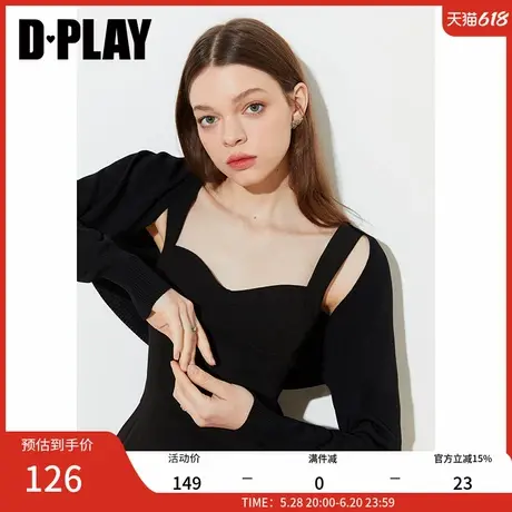 DPLAY2025年夏季新款气质法式黑色针织外套女短款薄空调衫披肩商品大图