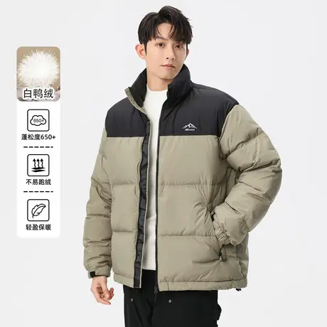 hansca白鸭绒保暖羽绒服男士冬季2024新款拼接加厚外套男装面包服商品大图