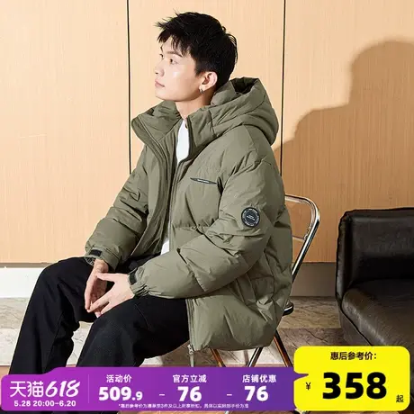 唐狮2024冬季新款羽绒服男连帽拼接撞色短款面包服加厚宽松外套潮商品大图