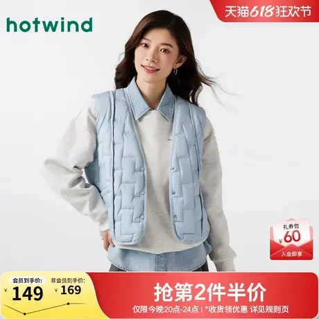 热风羽绒马甲2024年冬季新款女士轻薄羽绒服短款圆领羽绒内搭背心图片
