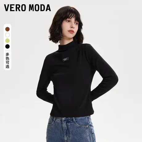 Vero Moda上衣2024春夏新款高街时髦修身加绒纯色打底长袖T恤女商品大图