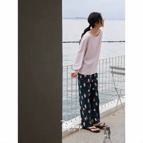 迪士尼睡衣女春秋季柔软棉家居服甜美少女长袖长裤宽松套装可外穿商品大图