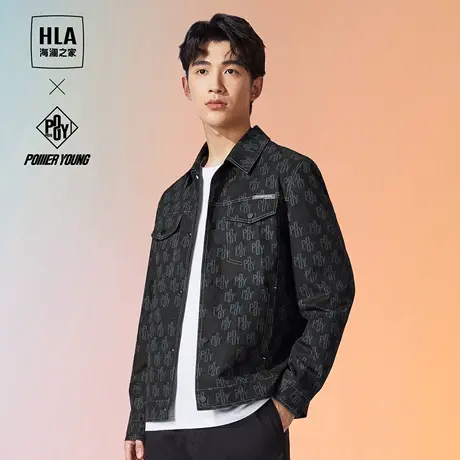 【满印】HLA/海澜之家POWER YOUNG衬衫夹克23秋新工装翻领外套男图片