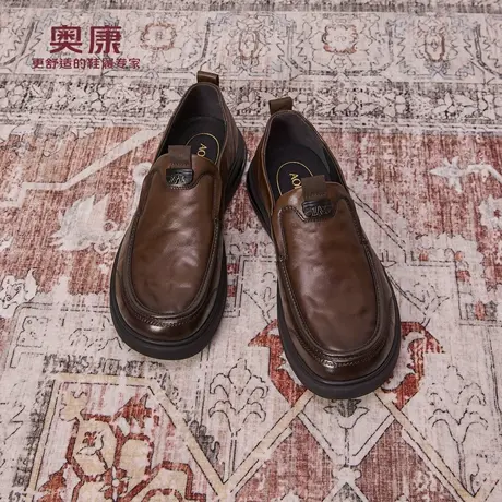 奥康 2025秋季新款男鞋休闲一脚蹬驾车鞋套脚皮鞋乐福鞋门店发货商品大图