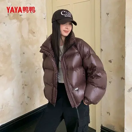 YAYA鸭鸭羽绒服女2025年冬季新款时尚短款撞色保暖外套面包服宽松商品大图