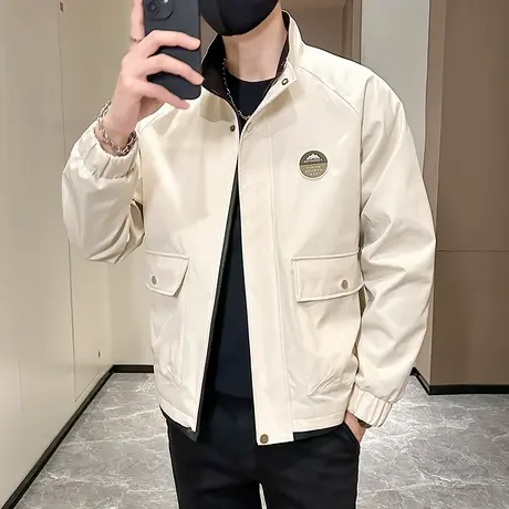 工装青年外套男士夹克衫时尚休闲百搭2025秋季立领上衣服潮牌男装商品大图