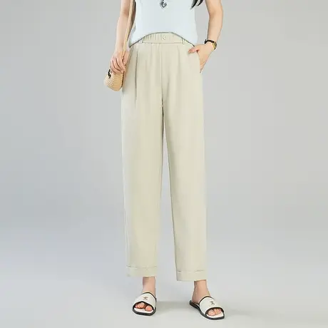 时尚显瘦哈伦裤女2025春夏新款高腰宽松休闲裤百搭显瘦九分烟管裤图片