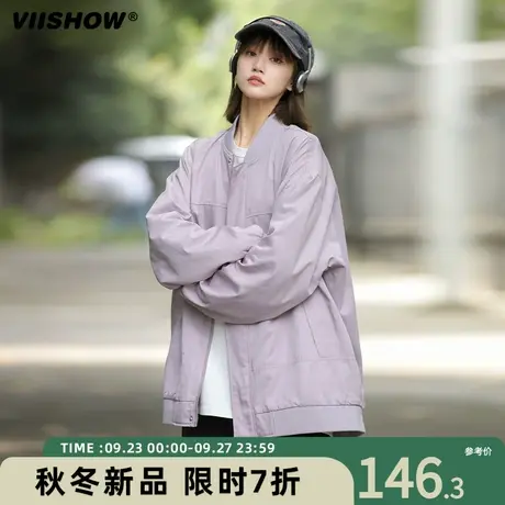 VIISHOW飞行员外套男春秋季日系复古休闲工装宽松潮牌夹克棒球服商品大图