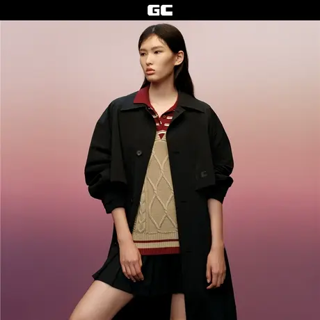 GC2025秋冬新款廓形风衣男女同款印花宽松翻领中长款外套12075001图片