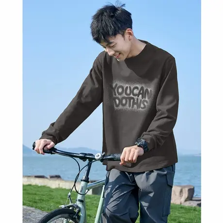 唐狮春季款长袖T恤男美式印花圆领上衣宽松内搭简约打底衫潮酷tTD图片