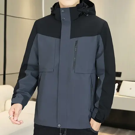 外套男春秋季新款潮牌连帽风衣男士夹克秋冬机能休闲三防冲锋衣男商品大图