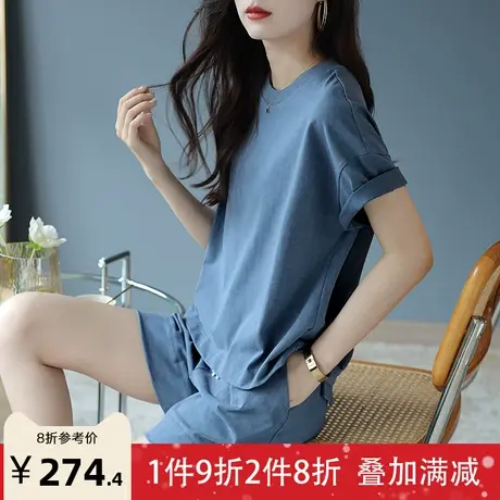 宝诗黎短袖短裤休闲运动套装女潮2023新款潮洋气时尚减龄两件套夏商品大图