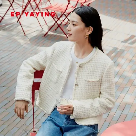 EP雅莹女装 美利奴羊毛法式小香风粗花呢外套 秋冬商场同款1241B商品大图