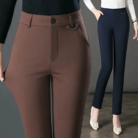 直筒裤女2024新款春秋高腰大码胖mm妈妈裤中老年女裤秋季裤子长裤商品大图