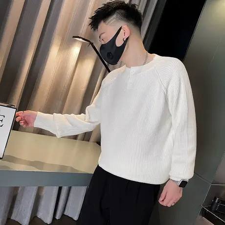 秋冬ins小众设计感休闲穿搭毛衣T恤插肩袖简约轻熟风宽松套头线衣商品大图