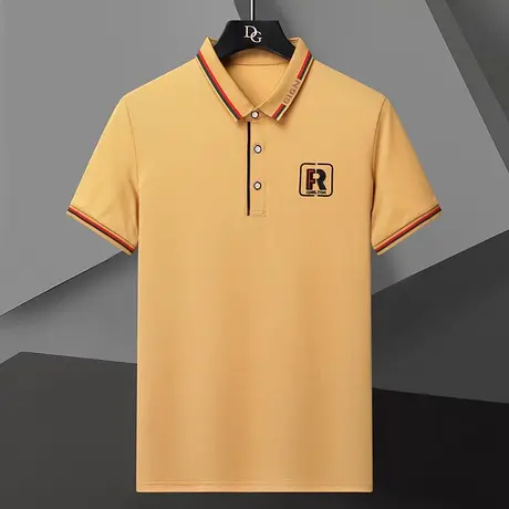 冰丝POLO衫男新款高端短袖T恤纯棉印花翻领宽松大码红色上衣男装商品大图