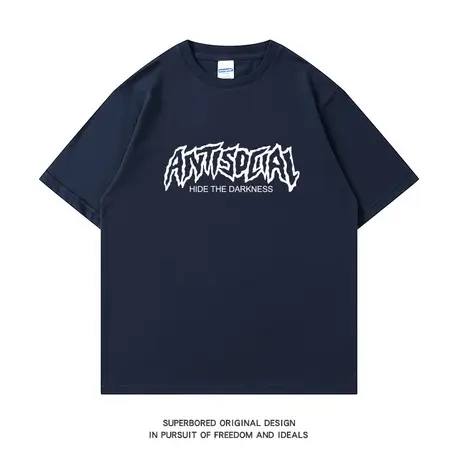 美式复古潮流字母印花短袖T恤男ins港风潮牌街头夏季情侣装体恤商品大图