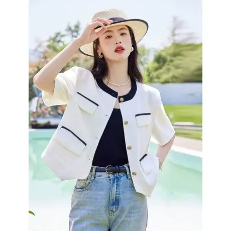 时尚气质小香风外套夏季新款淑女温柔甜美宽松显瘦通勤上衣商品大图