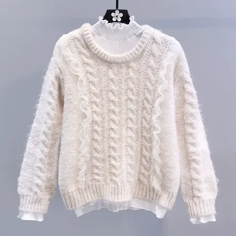 温柔风软糯麻花毛衣女秋冬2023新款宽松加厚设计感小众针织衫上衣商品大图