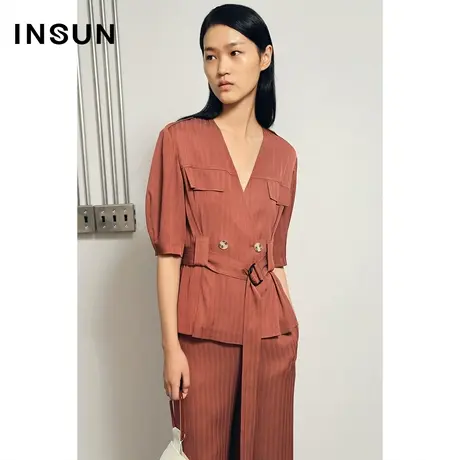 INSUN恩裳夏季大气V领西装外套商品大图