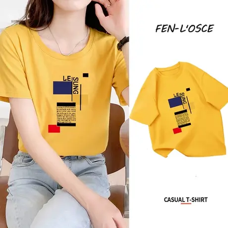 纯棉短袖t恤女2023年夏季新款学生设计感小众宽松半袖上衣ins潮商品大图