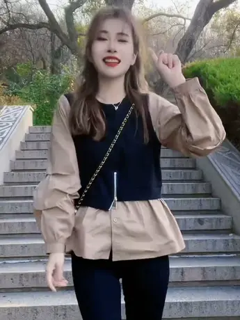 假两件衬衫女2023春季新款欧洲站设计感拼接时尚遮肚显瘦长袖衬衣图片