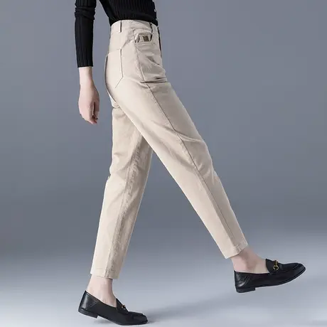 卡其色裤子女2025新款春秋大码女裤老爹萝卜裤休闲裤九分裤哈伦裤商品大图