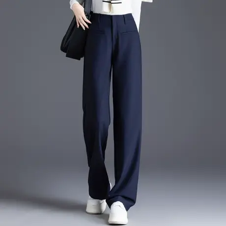 宽松显瘦西装裤女新款2025春秋季女士窄版阔腿裤高腰直筒裤休闲裤商品大图