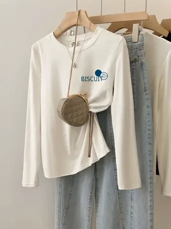 仿棉内搭打底衫女装2023新款秋冬季加绒长袖t恤冷淡系高级感上衣图片