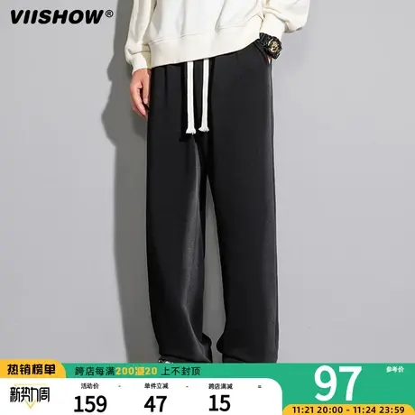 VIISHOW卫裤男秋冬季高街潮牌宽松直筒阔腿裤美式运动休闲长裤子商品大图