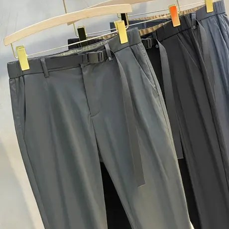 冰丝九分裤男春夏季薄款直筒修身潮流痞帅裤子休闲垂坠感小西裤男商品大图