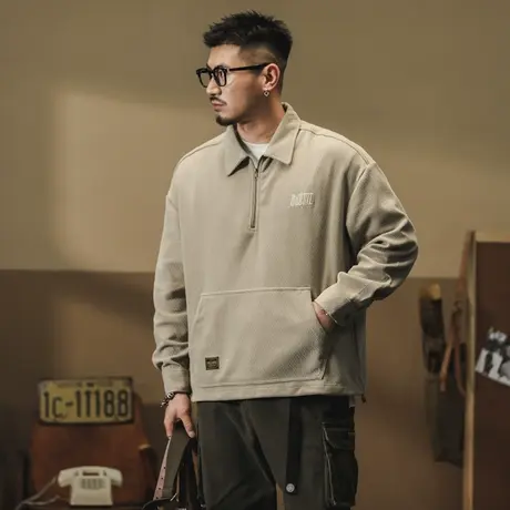 男士工装POLO衫外套百搭男士工装衬衫休闲青春时尚潮流百搭polo衫商品大图