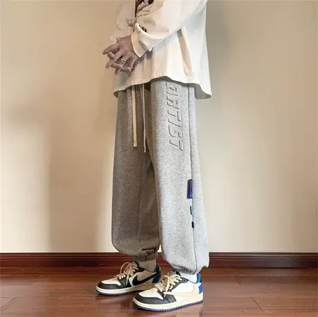 潮牌灰色运动卫裤男士束脚宽松弹力休闲长裤子男裤春季秋冬款男生商品大图
