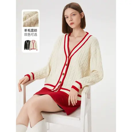 朗姿法式复古高级感设计感开衫秋冬新款毛针织衫奥莱图片