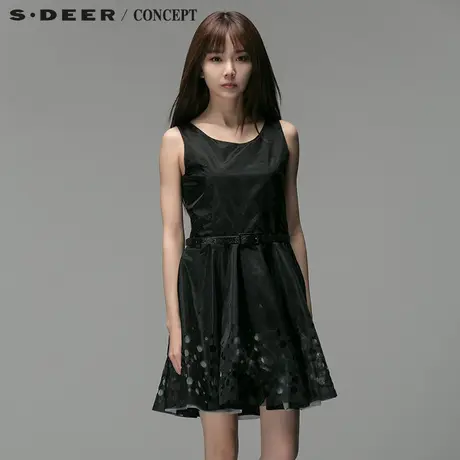 【活动】sdeer圣迪奥 女装现代感波点2017款连衣裙女夏S14281236图片