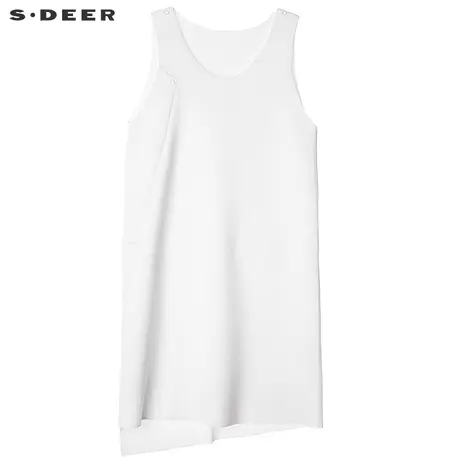 sdeer圣迪奥2019女夏装分割不规则摆圆领连衣裙S17261202图片