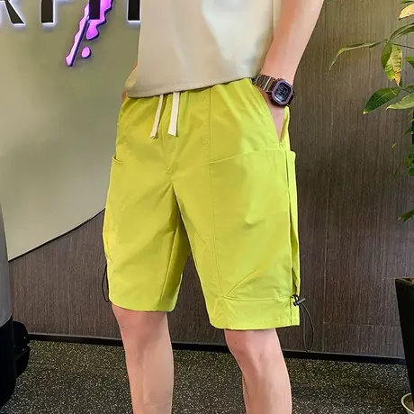 夏季男士潮流百搭薄款沙滩休闲宽松多巴胺工作口袋五分中裤短裤商品大图