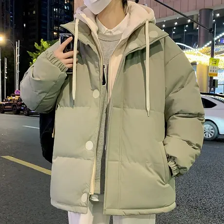 假两件棉服男秋冬款潮牌棉衣加厚夹棉外套男冬季青少年港风棉袄子商品大图