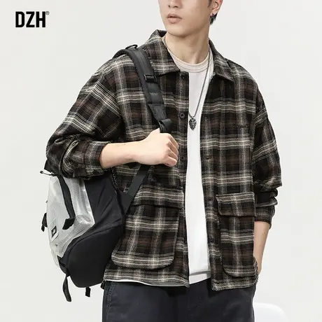 男士格子衬衫男休闲衬衣男款2024年春季纯棉百搭外套日系痞帅寸衫商品大图