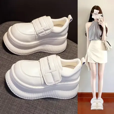 小皮鞋女鞋子2024年春季新款单鞋女款厚底鞋内增高玛丽珍鞋乐福鞋商品大图