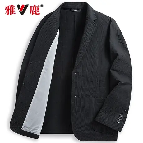 雅鹿休闲小西服男2024复古立体纹理职场单西肌理感宽松西装外套男商品大图