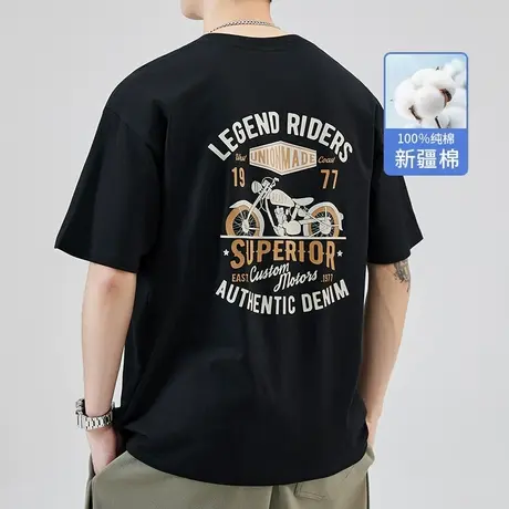 重磅潮牌印花短袖t恤男士宽松2024年新款夏季薄款半袖纯棉上衣T恤商品大图