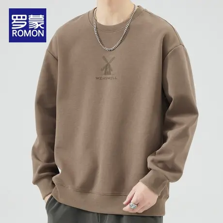 罗蒙卫衣男春秋潮牌男款大码秋季2023新款男士休闲上衣长袖T恤男商品大图