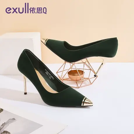exull/依思Q尖头细跟女鞋2024年春秋季复古风高跟时尚潮女子单鞋商品大图
