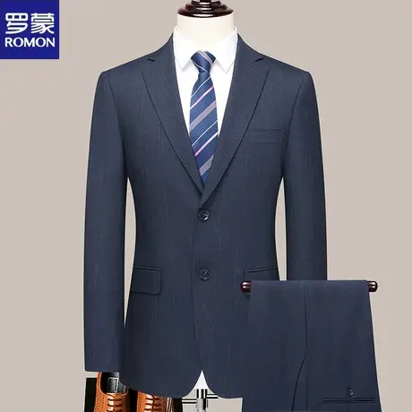 罗蒙男士西服套装商务正装两件套新郎服伴郎服两粒单排扣休闲西装图片